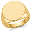 14k Yellow Gold Men's Solid Back Tapered Signet Ring 18mm Top