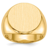 14k Yellow Gold Men's Solid Back Signet Ring 18mm Round Top
