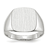 Men's Square Signet Ring with Solid Back 14k White Gold