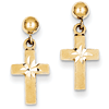 14kt Yellow Gold 3/4in Diamond-cut Cross Earrings