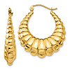 14k Yellow Gold Shrimp Hoop Earrings 1in - Creole Style