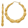 14kt Yellow Gold Bamboo Hoop Earrings 2.25in