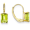 14kt Yellow Gold 2.2 ct Emerald-cut Peridot Leverback Earrings