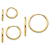 3 Pairs of Kids' Endless Hoop Earrings Set 14k Yellow Gold