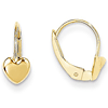 14kt Yellow Gold 1/2in Heart Leverback Earrings