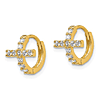 14k Yellow Gold Madi K CZ Cross Huggie Hoop Earrings