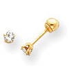 14kt Yellow Gold Kid's Reversible CZ and 3mm Ball Earrings