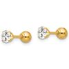 14kt Yellow Gold Madi K Reversible CZ Kid's 4mm Ball Earrings
