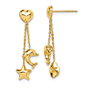 14k Yellow Gold Madi K Heart Star and Dolphin Dangle Earrings