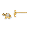 14k Yellow Gold Madi K Turtle Earrings with Rhodium Accents