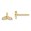 14k Yellow Gold Madi K CZ Accent Whale Tail Earrings