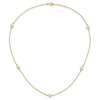 14k Yellow Gold 5mm Round Freshwater Cultured Pearl Five Station Necklace