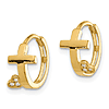 14k Yellow Gold Madi K CZ Cross and Heart Hoop Earrings