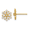 14k Yellow Gold Cubic Zirconia Snowflake Earrings