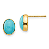 14k Yellow Gold Madi K Bezel Set Oval Turquoise  Earrings