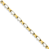 14k Two-tone Gold 7in Heart and X Link Bracelet