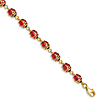 14k Yellow Gold Enameled Ladybug Charm Bracelet 7in