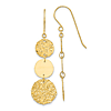14k Yellow Gold Three Circle Drop Dangle Earrings