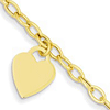 14kt Yellow Gold Bracelet with Engravable Dangle Heart