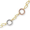 14kt Tri-tone Gold 18in Oval and Round Textured Link Necklace