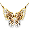 14k Tri-color Gold Butterfly Necklace 18in