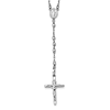 14k White Gold Diamond-cut Rosary Cross Necklace 24in