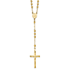 14k Yellow Gold Diamond-cut Rosary Cross Necklace