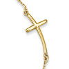 14kt Yellow Gold 1in Offset Sideways Cross 19in Necklace