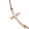 14kt Rose Gold 3/4in Offset Sideways Cross 19in Necklace