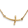 14kt Yellow Gold 7/8in Curved Twist Sideways Cross 19in Necklace