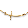 14kt Yellow Gold 1in Curved Beaded Sideways Cross 19in Necklace