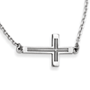 14kt White Gold 3/4in Cut-Out Sideways Cross 19in Necklace