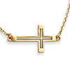 14kt Yellow Gold 3/4in Cut-Out Sideways Cross 19in Necklace