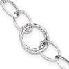 14kt White Gold 8in Italian Oval Link Bracelet with  Hoop Accent