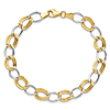 14k Two-Tone Gold Double and Single Open Oval Link Bracelet 7.5in