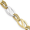 14k Two-tone Gold Italian Bypass Textured Link Bracelet 7 1/2in