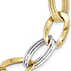 14kt Two-tone Gold 8in Italian Oval Link Bracelet with Rope Texture