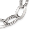 14kt White Gold 8in Italian Oval Link Bracelet with Rope Texture