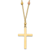 14k Tri-color Gold Diamond Cut Bead Cross Necklace 18in