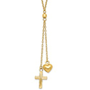 14k Yellow Gold Puffed Heart and Cross Necklace