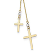 14kt Two-tone Gold Dangling Cross Duo Necklace 16in