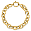 14k Yellow Gold Italian Oval Link Bracelet with Oversize Spring Ring Clasp 7.5in