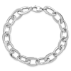 14k White Gold Italian Tapered Oval Link Bracelet 8in