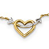 14k Two-Tone Gold Heart and Arrow 17in Necklace with Spring Ring Clasp
