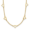 14k Yellow Gold Polished Open Heart 17-Station Necklace