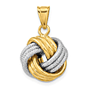14k Two-tone Gold Love Knot Pendant With  Polished Textured Finish
