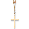 14k Tri-color Gold Diamond Cut Bead Latin Cross Necklace 17in