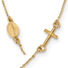 14k Yellow Gold Italian Rosary and Small Sideways Cross Necklace 16in
