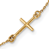 14k Yellow Gold Italian Rosary and Sideways Cross Necklace 16in