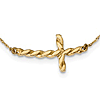 14kt Yellow Gold Twisted Sideways Cross 17in Necklace